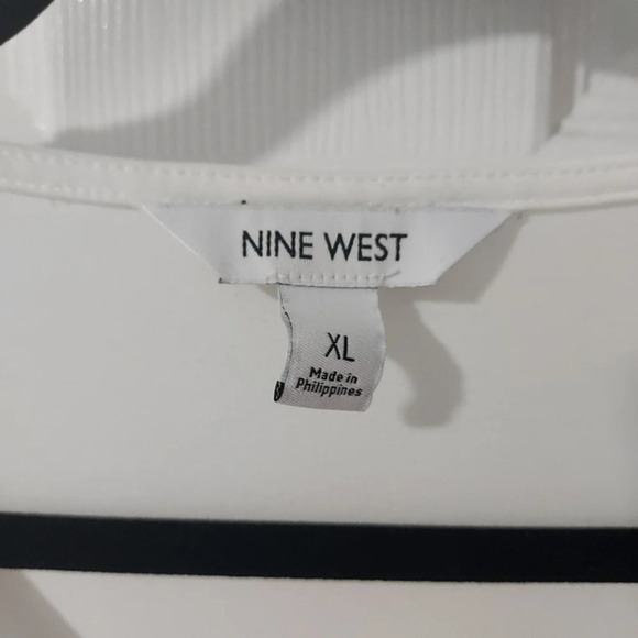 Nine West White Ruched V-Neck Long Sleeve Top in Size XL - Picture 3 of 12